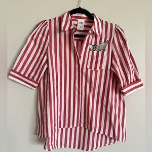 Disney dumbo the elephant women’s red white button up size XS
